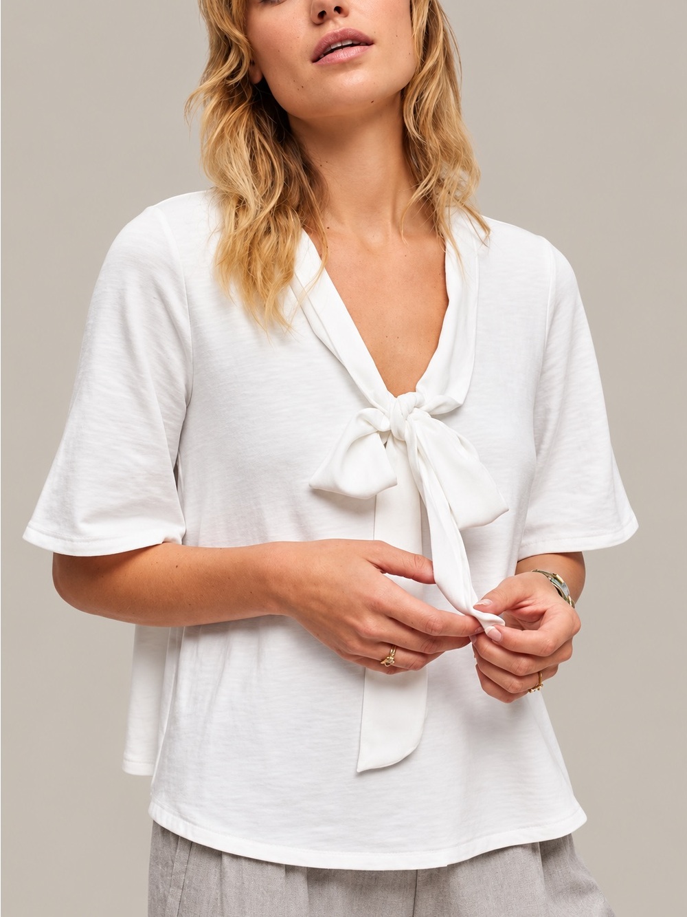 Anthropologie Eri + Ali Short Sleeve Boxy Flutter Blouse Size S NWT